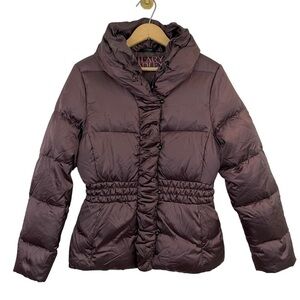 Hilary Radley Duvet Down Bomber Jacket Women’s 6 Purple Eggplant Winter Coat EUC